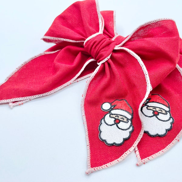 Santa hair bows, holiday bows, trendy hair bows, Christmas bows, Santa outfit, Santa little helper, best gift ever, girl stocking stuffers