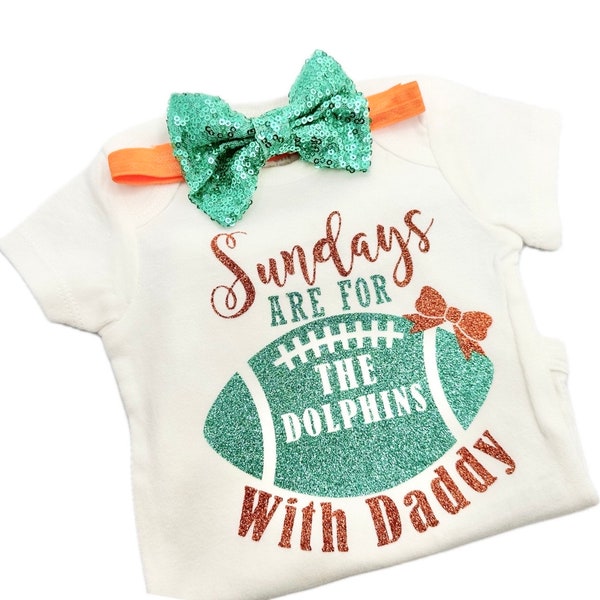 Sundays for The dolphins, sundays are for football, football outfit, baby football outfit, cutest dolphins fan, fathers day gifts, dolphins