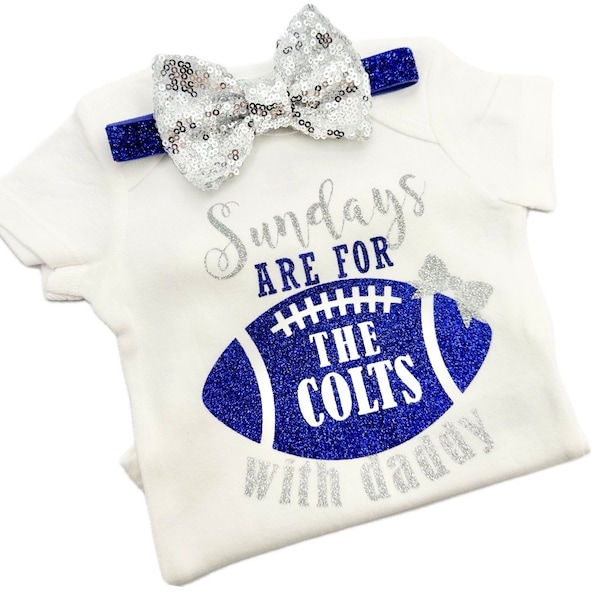 Sunday for the colts, colts shirt, colts football outfit, sunday football outfit, colts football, sundays for colts with dad, baby colts tee