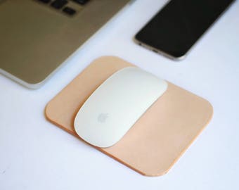 Natural Leather Mousepad~Travel Mouse Pad~Minimalist Leather Pad~Small Mouse Pad