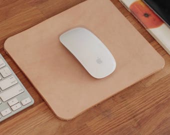 Natural Leather Mousepad, Minimalist Desk Mat, Vegetable Tanned Cowhide Mousepad