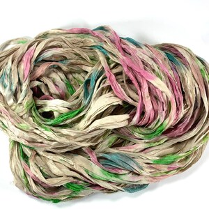 Fita de seda sari reciclada para jardim inglês, fita de 5 ou 10 jardas, joias, tecelagem, feltro, boho, envio rápido