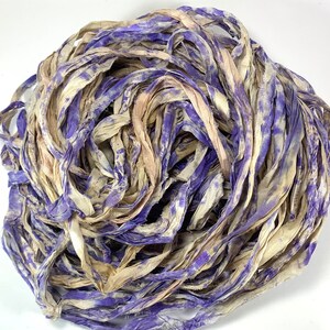 Fita de seda sari reciclada purpe pintada, 5 ou 10 jardas, fita de tecelagem, feltro giratório, boho, envio rápido