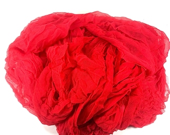 Seda de Poinsettia para Nuno gasa teñida a mano abigarrada hermosa usted elige 2 tamaños, bufanda para fieltro, arte textil suministros de seda natural
