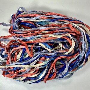 Boardwalk Recycled Sari Silk Ribbon 5 or 10 Yards Ribbon Jewelry Weaving Spinning Felting BOHO FAST SHIP