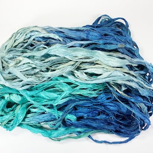 Fita de seda sari reciclada tropical respingo, fita de 5 ou 10 jardas, joias, tecelagem, feltro, boho, envio rápido