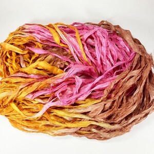 Fita de seda sari reciclada firefly, fita de 5 ou 10 jardas, joias, tecelagem, feltro giratório, boho, envio rápido