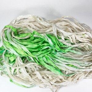 Fita de seda sari reciclada recém-espremida, 5 ou 10 jardas, fita de tecelagem, feltro giratório, boho, envio rápido