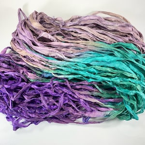 Bohemian Jewels Recycled Sari Silk Ribbon 5 or 10 Yards Ribbon Jewelry Weaving Spinning Felting BOHO FAST SHIP