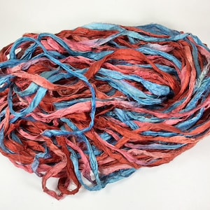 Carousel Dreams Recycled Sari Silk Ribbon 5 or 10 Yards Ribbon Jewelry Weaving Spinning Felting BOHO FAST SHIP