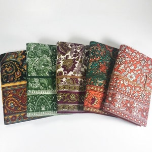 4x6 Block Printed Cotton Fabric Journals, Recycled, Handmade Journals, Recycled Paper Fabric Diary, Journal, Scrapbook Art Journal