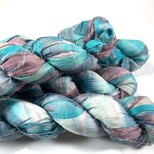 Etherial Recycled Sari Silk Ribbon 5 or 10 Yards Ribbon Jewelry Weaving Spinning Felting BOHO FAST SHIP