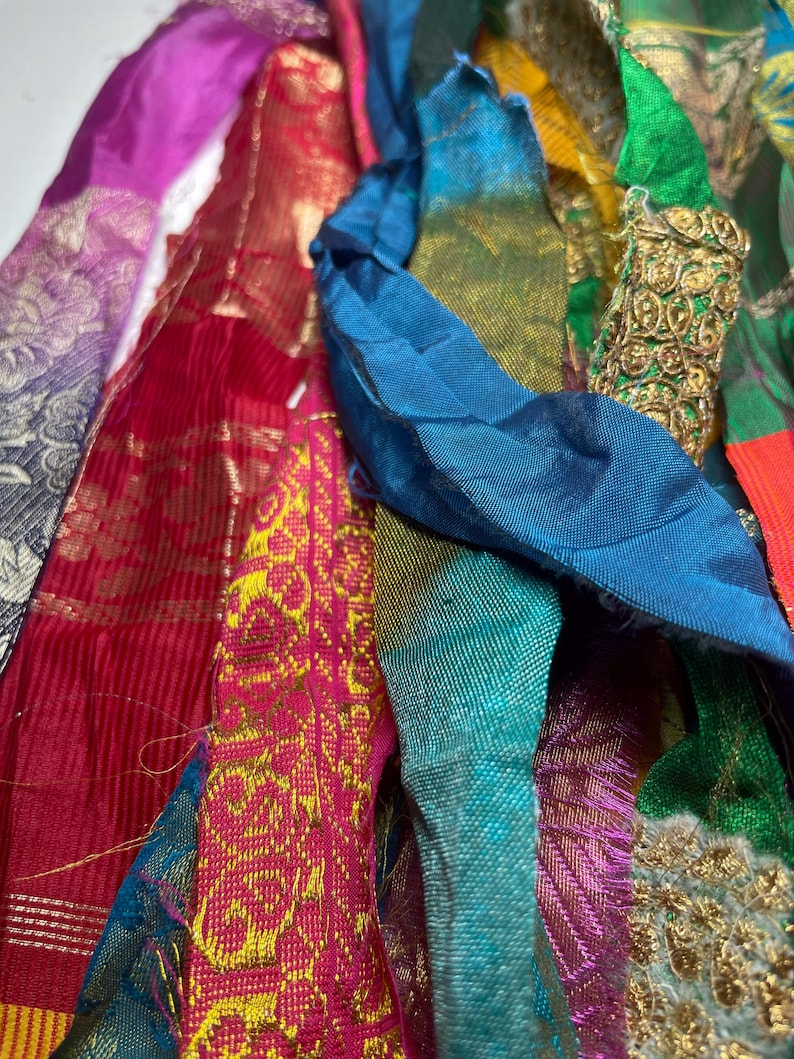Persian Ribbon Persian Bazaar Brocade Recycled Sari Silk Ribbon Colorful Block Prints ...