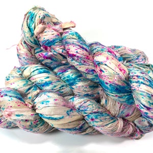 Fita de seda sari reciclada confete, fita de 5 ou 10 jardas, joias, tecelagem, feltro giratório, boho, envio rápido