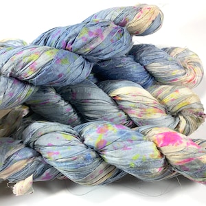 Fita de seda sari reciclada para mergulho com snorkel, 5 ou 10 jardas, fita de tecelagem, feltro giratório, boho, envio rápido
