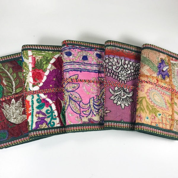 Sari Journals, 4x6 Recycled Silk, Handmade Journals, Recycled Paper Fabric Diary Journal, Scrapbook Quilted Art Journal Sari Ribbon