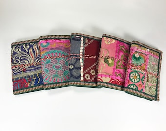 Sari Journals, 4x6 recycelte Seide, handgemachte Journals, recyceltes Papier Stoff Tagebuch, Journal, Scrapbook gestepptes Art Journal Sari Ribbon