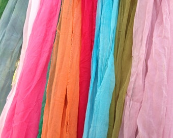 Extra Long Vibrant and Beautiful You Choose Hand Dyed Silk Gauze Scarves for Nuno