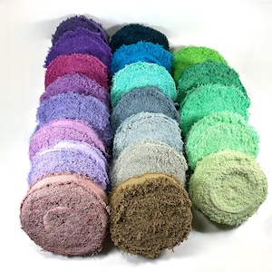 Frayed Cotton Ribbon Purple Green Blue By The Yard Recycled Reclaimed Cotton Frizz Fiber Arts Weaving Jewelry Home DecorJournaling
