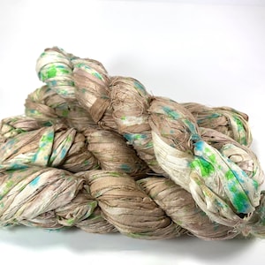 Beach Bum Recycled Sari Silk Ribbon 5 or 10 Yards Ribbon Jewelry Weaving Spinning Felting BOHO FAST SHIP
