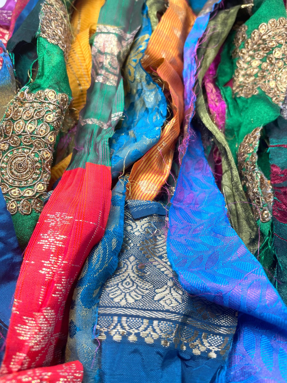 Persian Ribbon Persian Bazaar Brocade Recycled Sari Silk Ribbon Colorful Block Prints ...