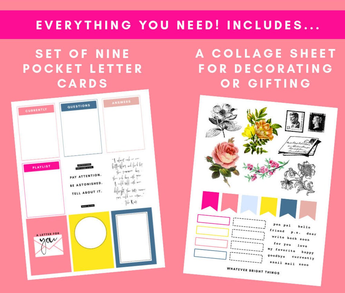 Pocket Letter Printable Set Etsy pocket-letter-printable-set-etsy