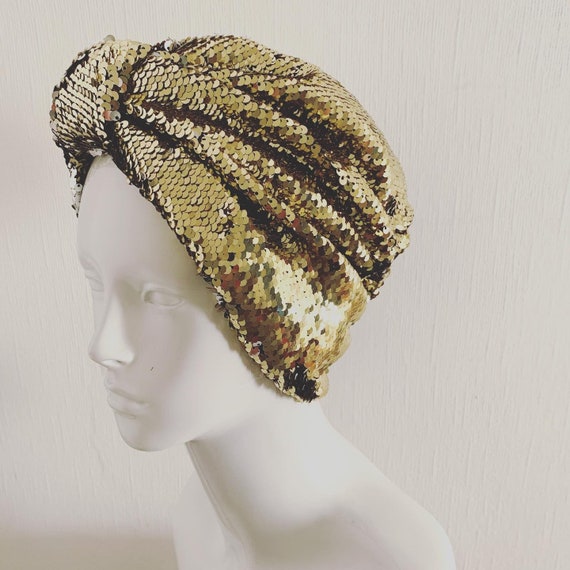 Reversible Sequin Turban Hat Luxury 