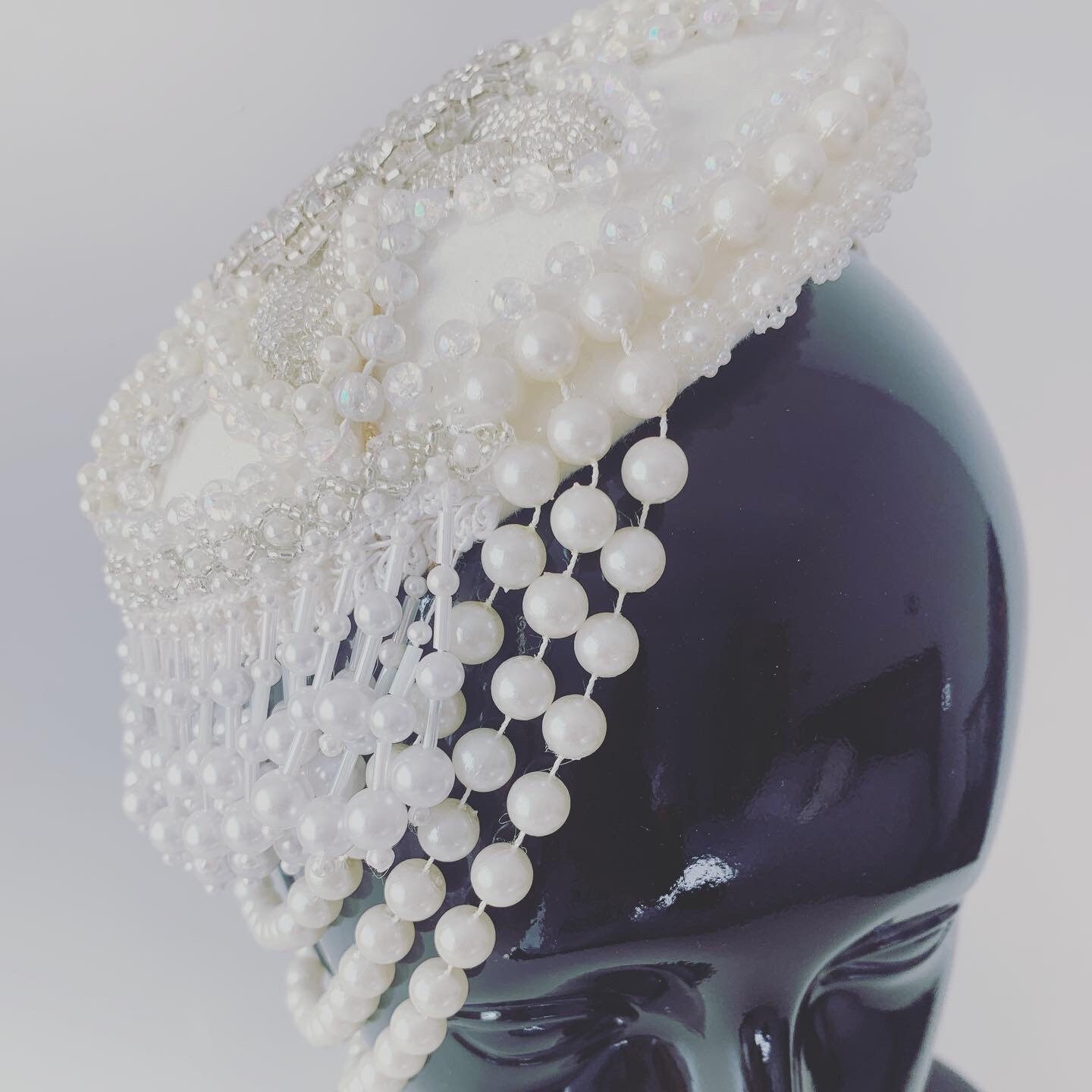 Vintage Inspired Pearl Beaded Pillbox Hat Wedding Hat Bridal Etsy UK