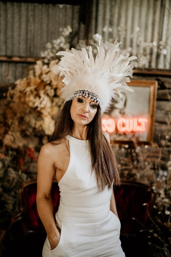 Bohemian Bridal Feather Headdress 