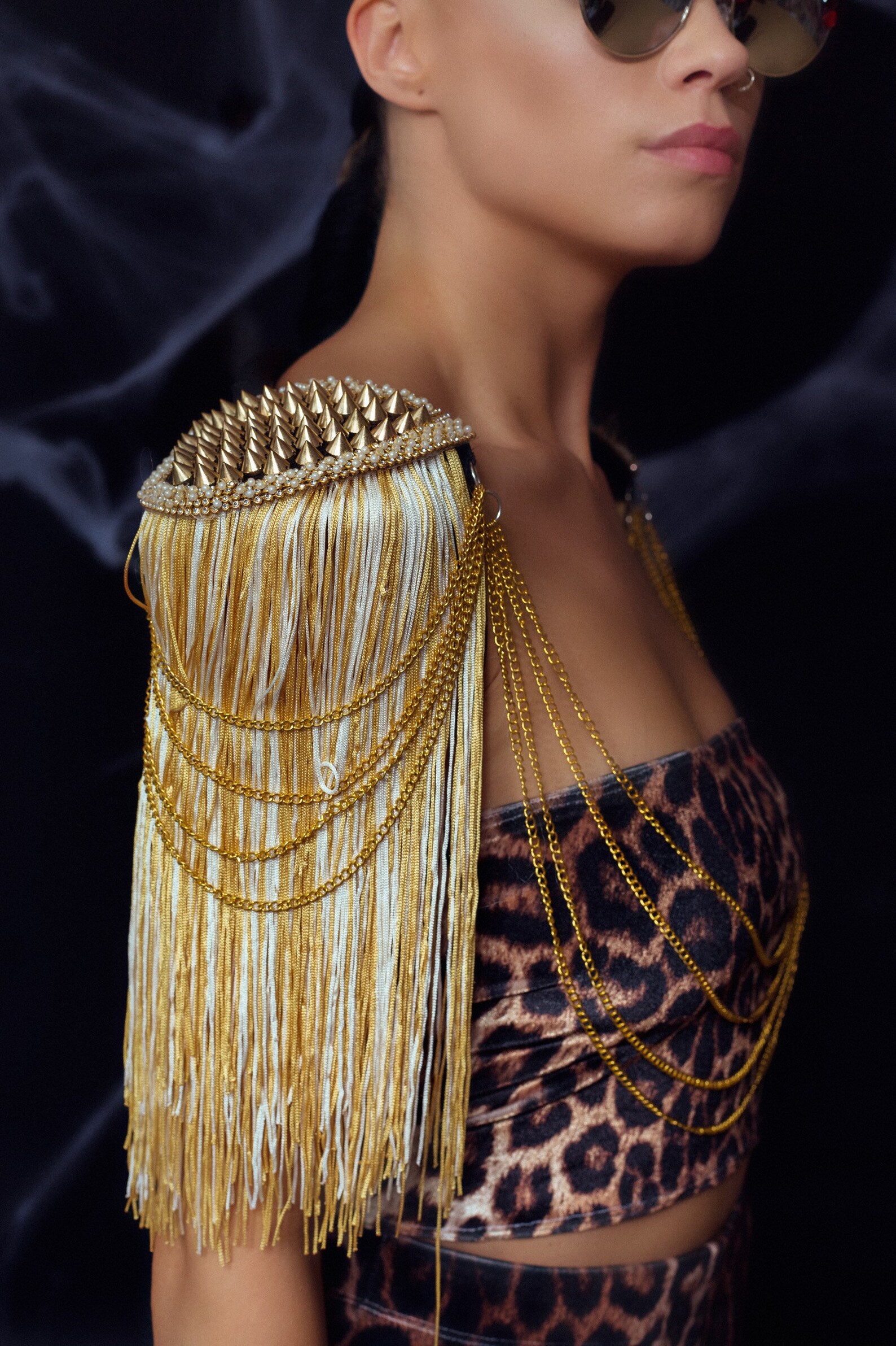 Gold studded tassel festival epaulettes tassel shoulder pads Etsy