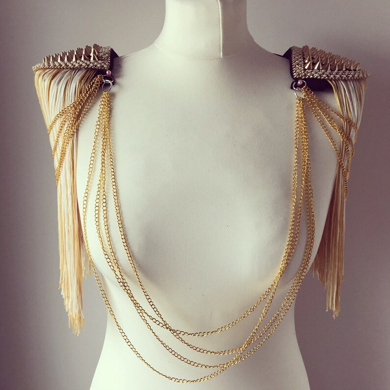 Gold studded tassel festival epaulettes tassel shoulder pads Etsy