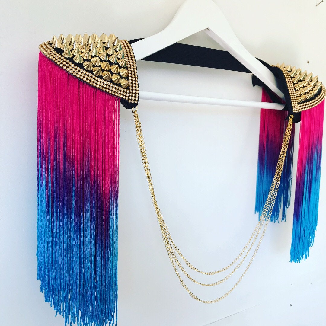 Nepali Teen Girls Xxx Sex - Dip Dyed Festival Tassel Epaulettes Studded Epaulettes - Etsy