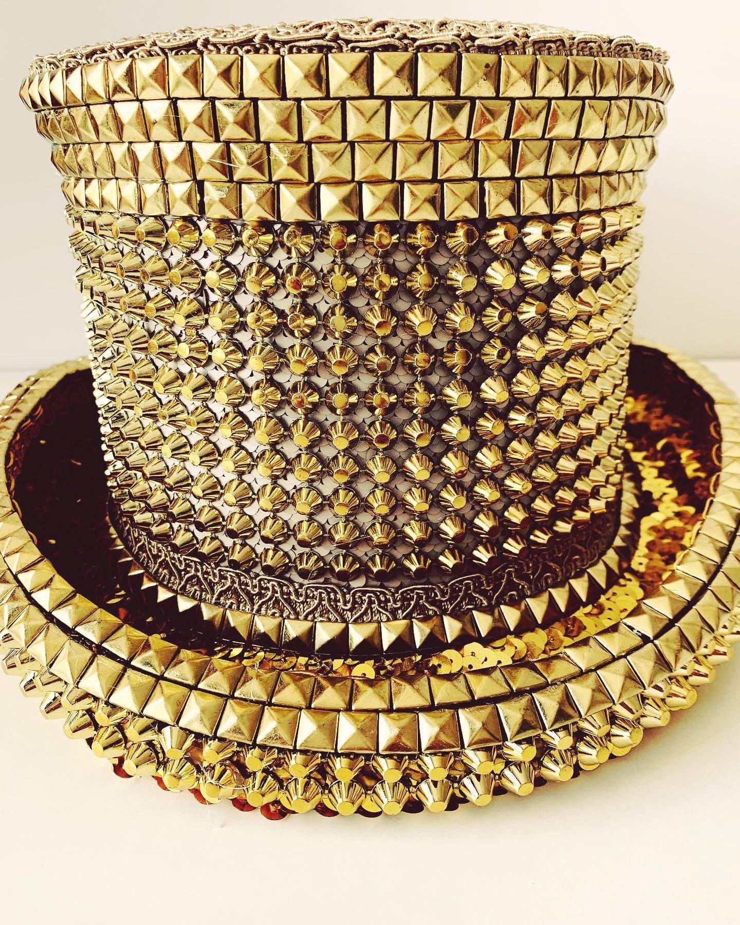 Gold Studded Top Hat Gold Top Hat Festival Top Hat Unisex Etsy