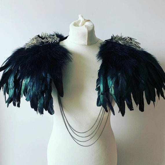 Black Feather Wings Costume Feather Wings Feather Etsy UK