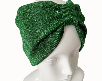 True Green Shimmer Wide Glitter Headband, Glitter Headband, Sparkly Headwear, Glitter Headwear, Turban Headband, Festival Headwear