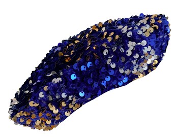 Royal Blue Mermaid Sequin Classic Style Beret, Sequin Beret Hat, Luxury Beret, Classic Style Beret