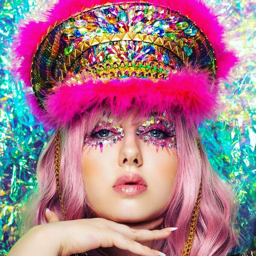 Rainbow Rhinestone Embellished Captains 