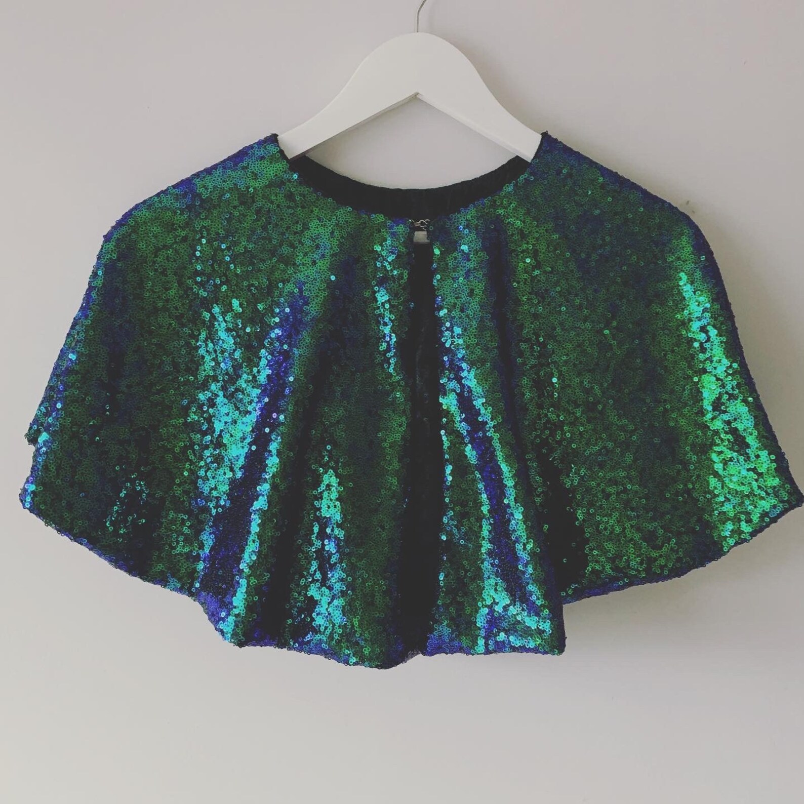 blue sequin cape