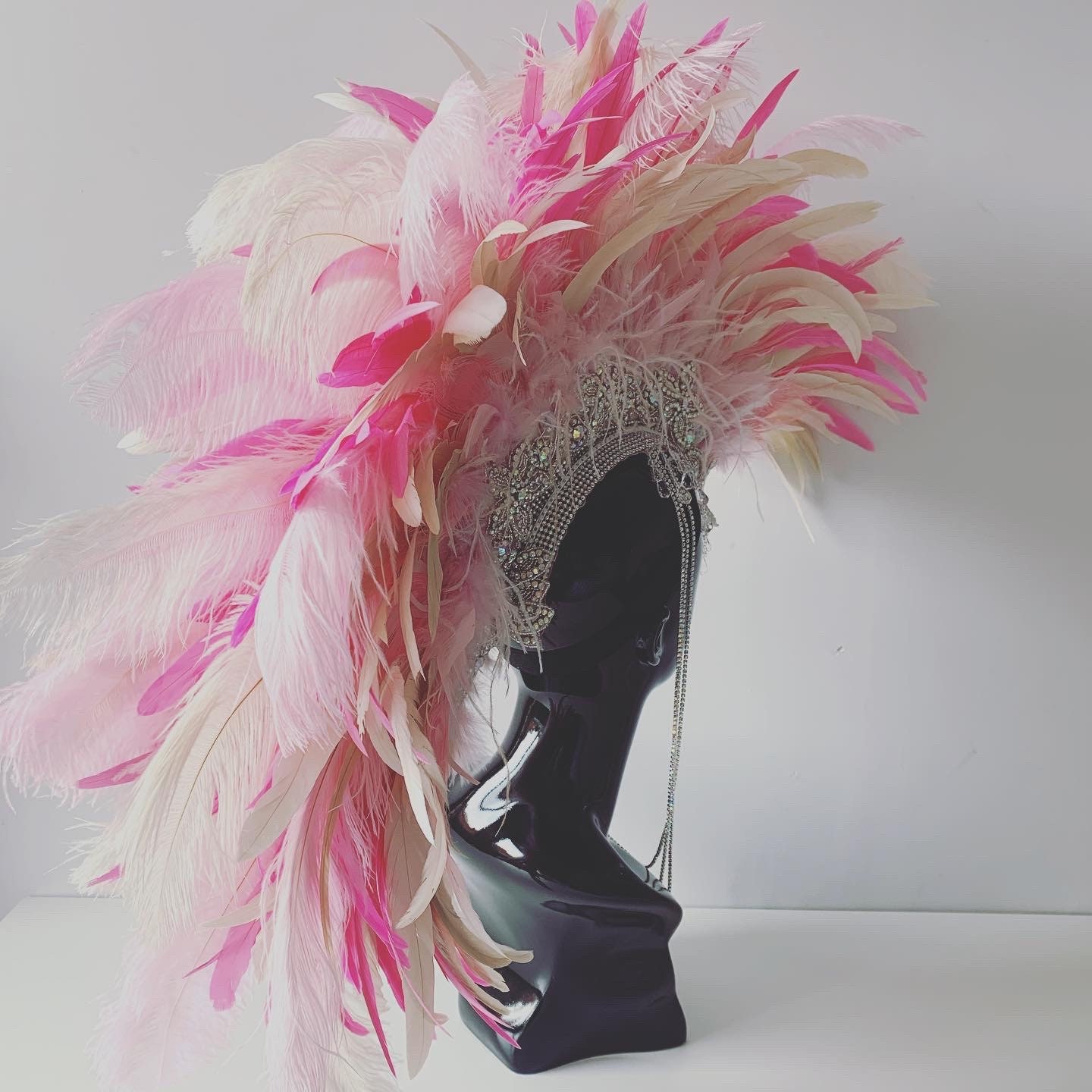 Showgirl Flamingo Pink Feather Mohawk 