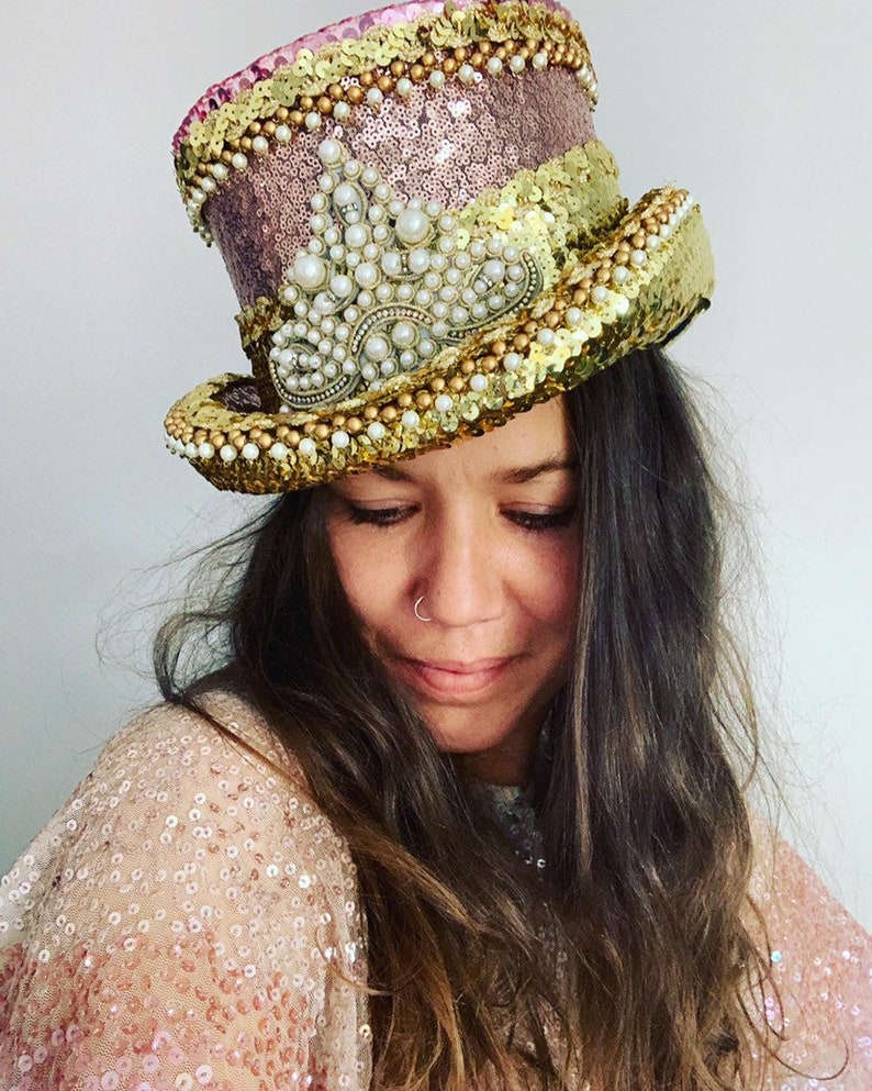 Luxury Rose Gold Sequin Top Hat Fancy Dress Top Hat Sequin Etsy UK
