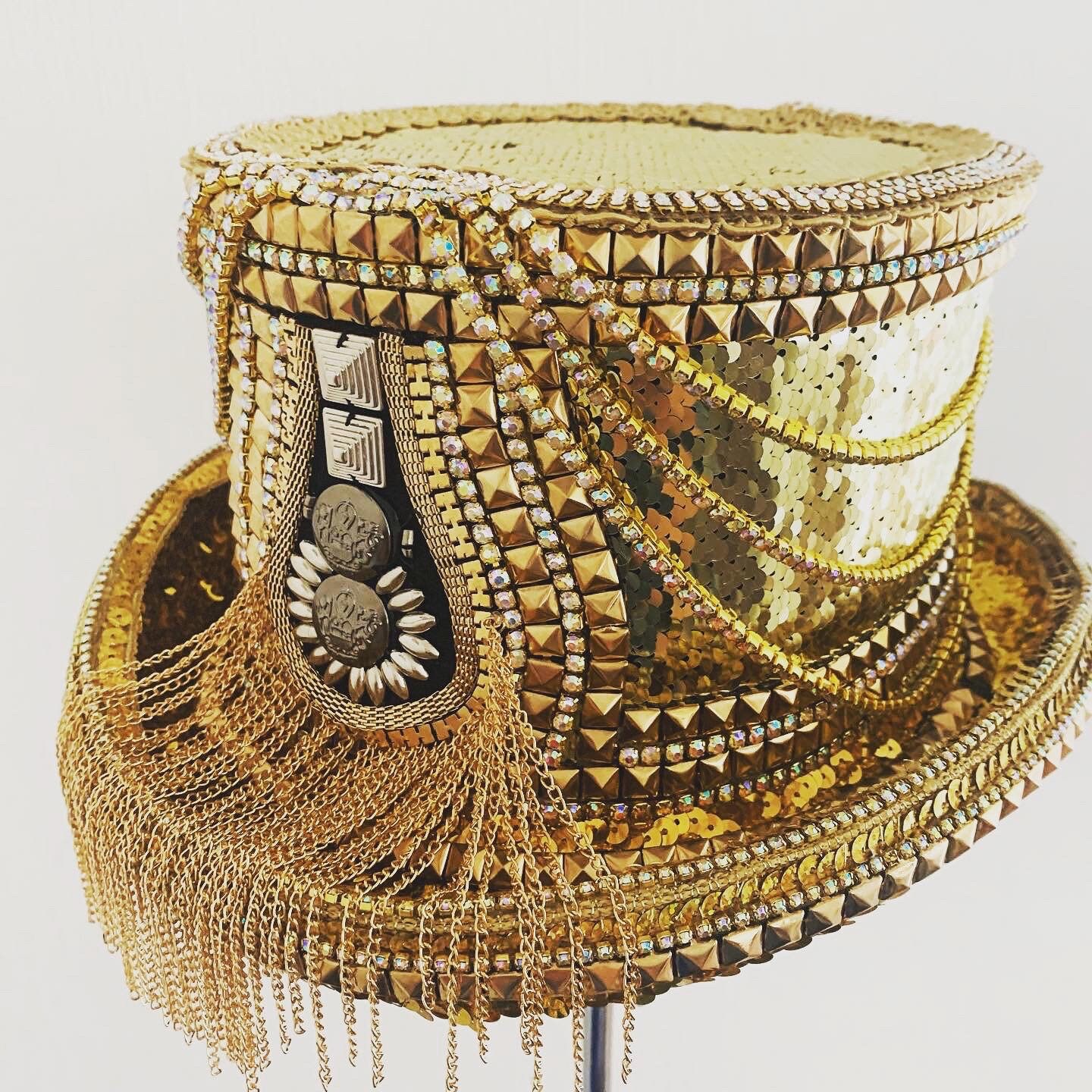Gold Embellished Studded Top Hat Gold Top Hat Festival Top Etsy