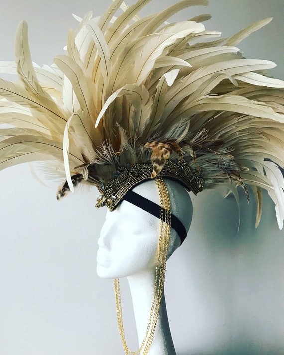 White Feather Mohawk Boho Feather 