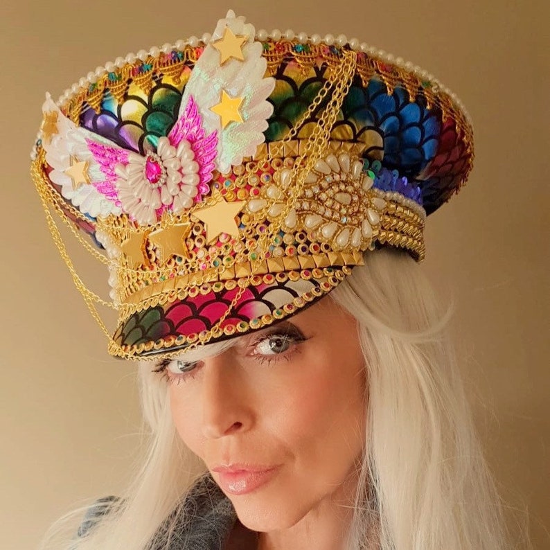 Gold Star Embellished Military Hat Embellished Captains Hat Etsy UK