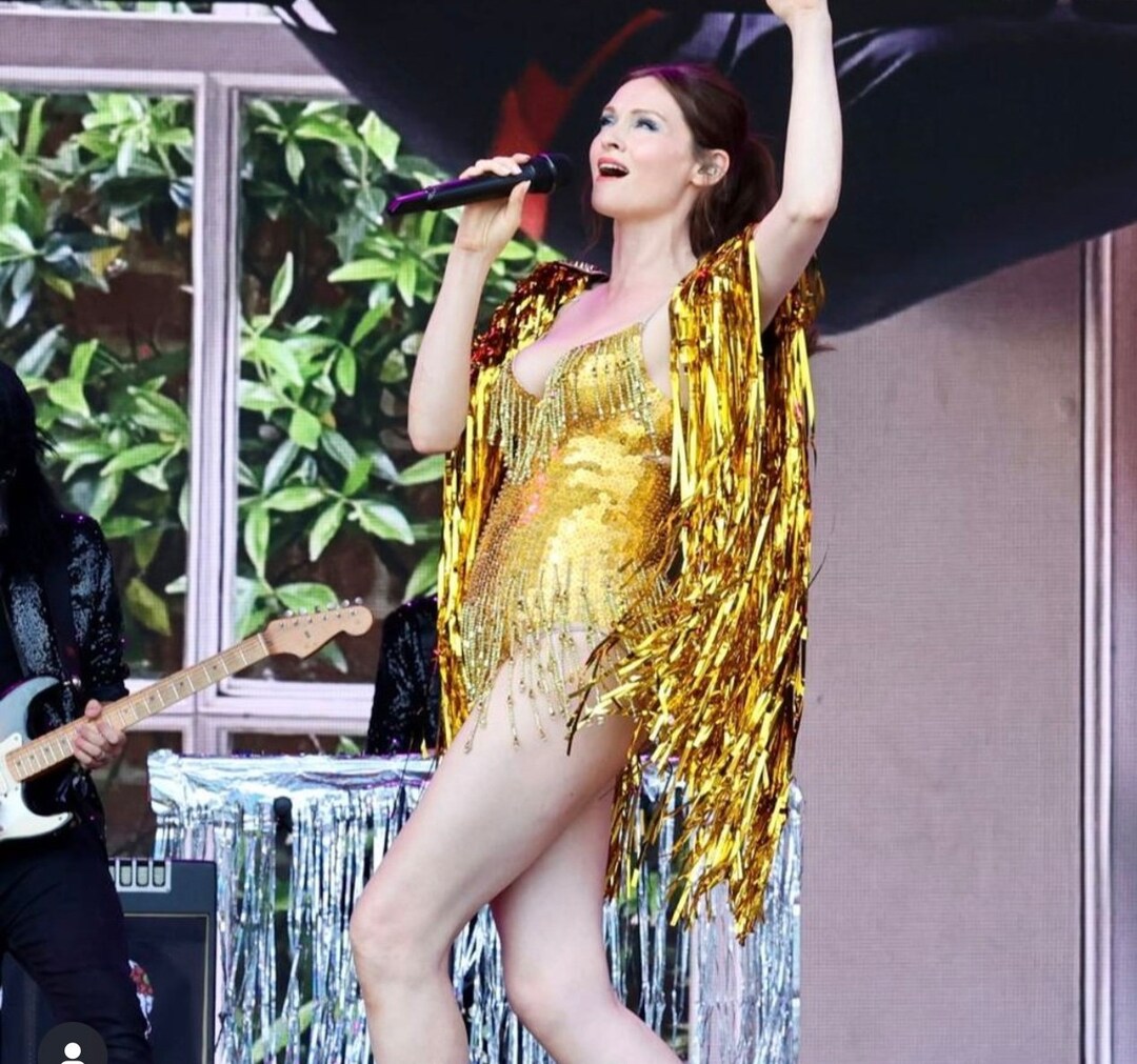 Bright Gold Tinsel Tassel Epaulettes, Festival Clothing, Rainbow Tassel Epaulettes, Lametta