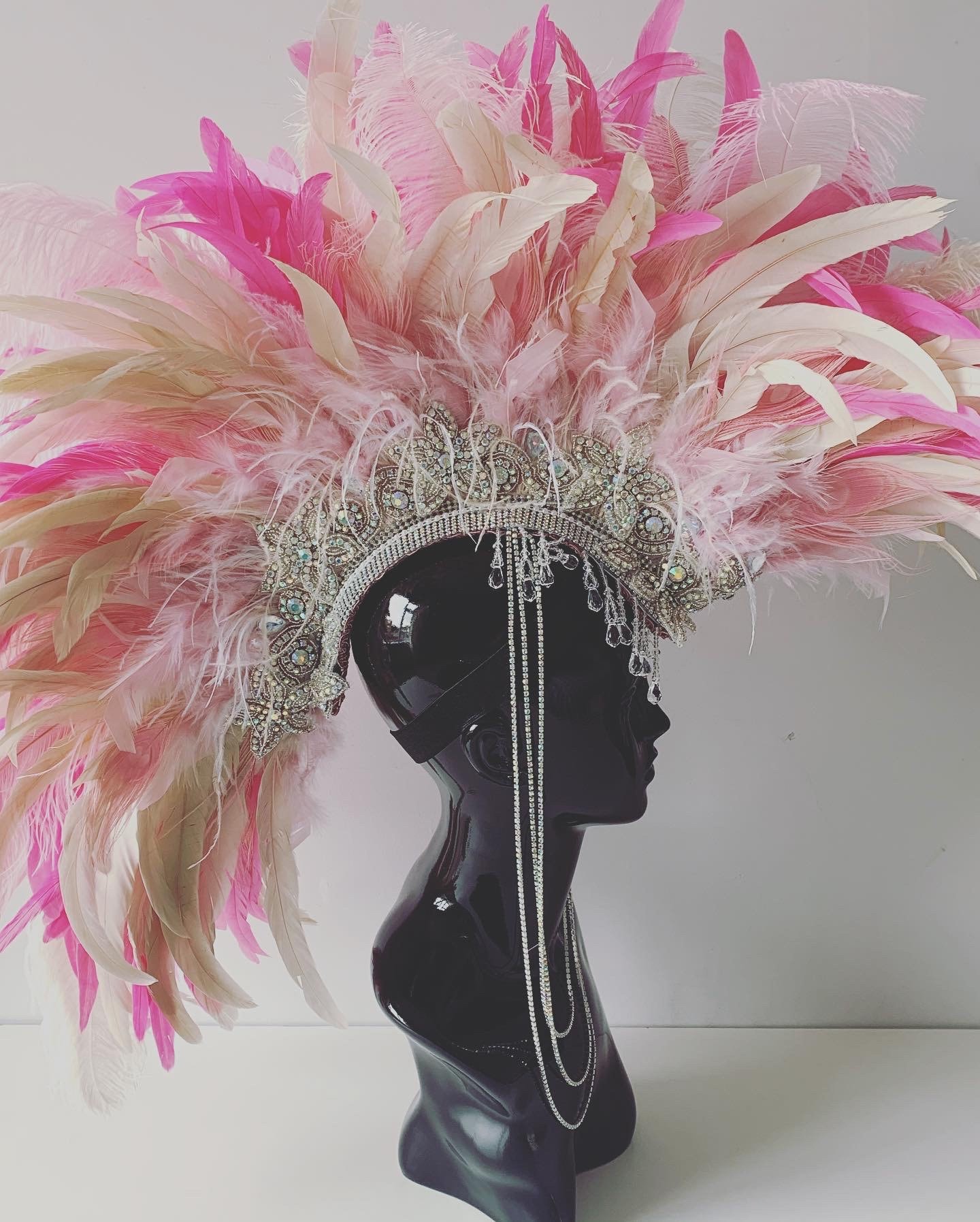 Showgirl Flamingo Pink Feather Mohawk 