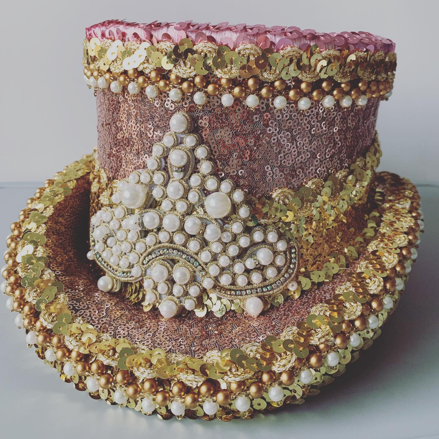 Luxury Rose Gold Sequin Top Hat Fancy Dress Top Hat Sequin Etsy UK