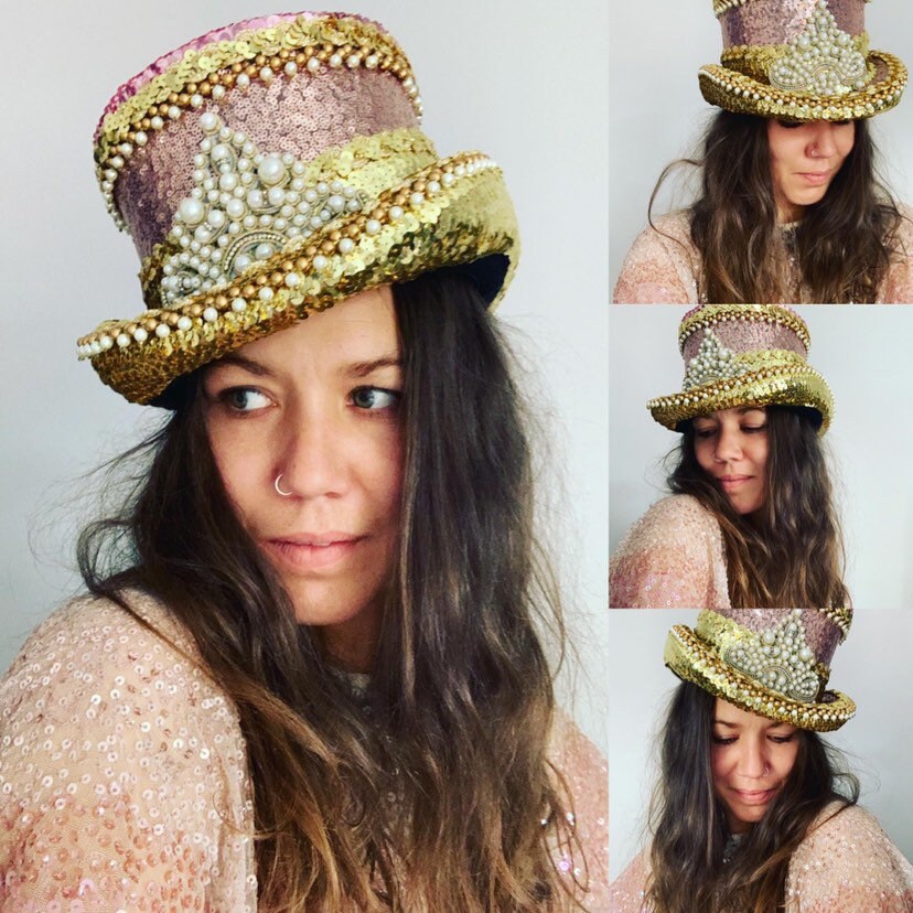 Luxury Rose Gold Sequin Top Hat Fancy Dress Top Hat Sequin Etsy UK
