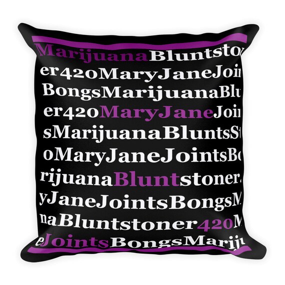 Purple Pillow Featuring Weed Terms Stoner Room Decor Etsy