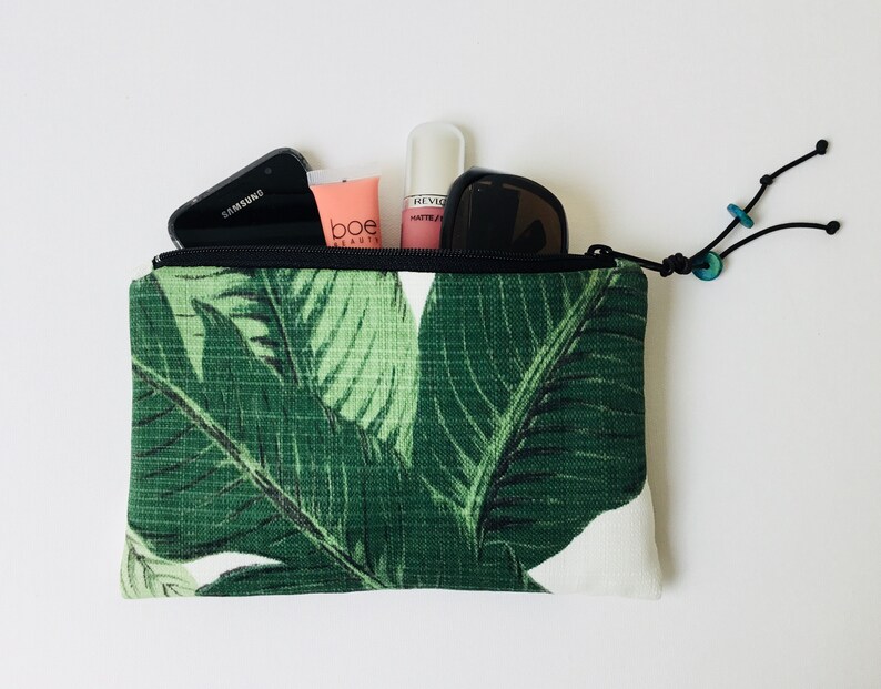Palm leaf purses Iphone purses Cafe purses Tommy Bahama purse Zip fabric purse Gift for woman Bridesmaid gift Clutch zipper purse