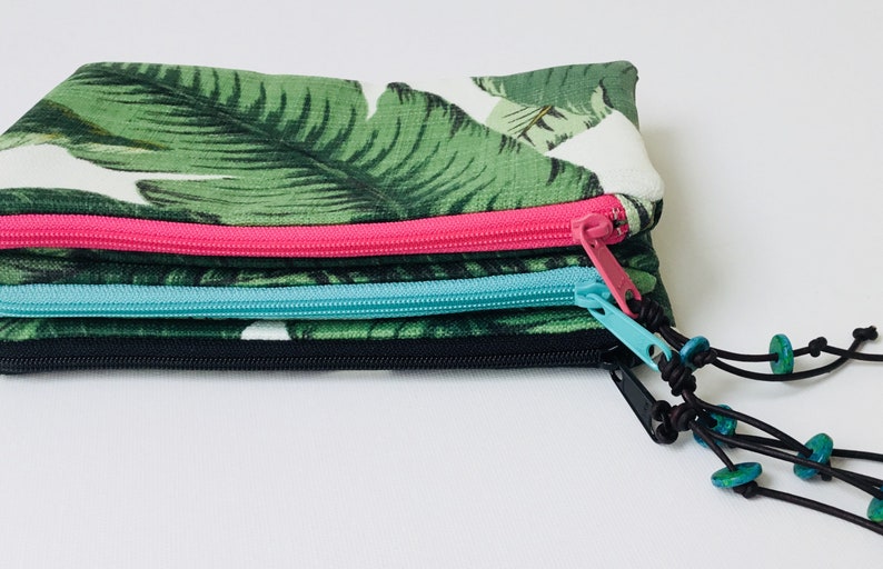 Palm leaf purses Iphone purses Cafe purses Tommy Bahama purse Zip fabric purse Gift for woman Bridesmaid gift Clutch zipper purse
